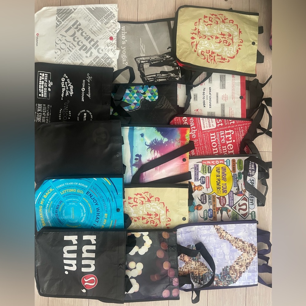 Decluttering! Lululemon shopping bag collection. 2011-2016